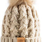 Womens Winter Ribbed Beanie Crossed Cap Chunky Cable Knit Pompom Soft Warm Hat